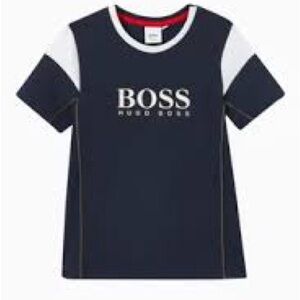 Boss Kids Navy and White Short Sleeve Tee